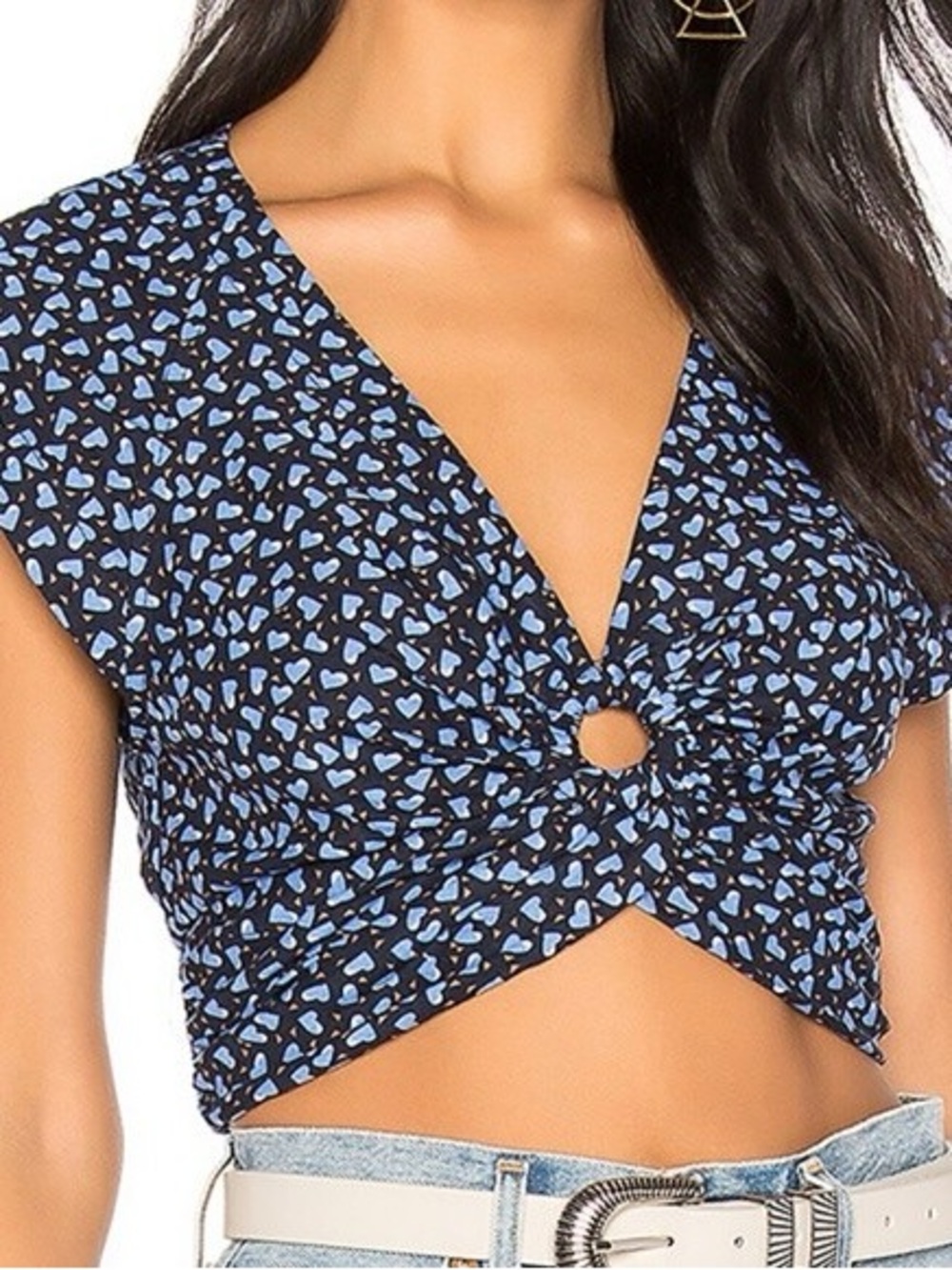 Free People Havana Honey Crop Top Linen Blend Large